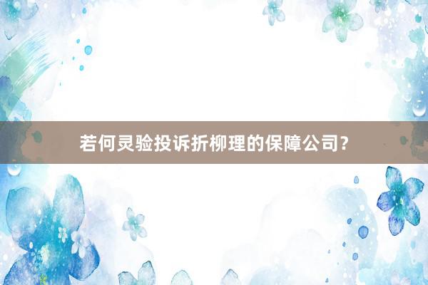 若何灵验投诉折柳理的保障公司？